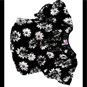 Justice girls black and white floral top